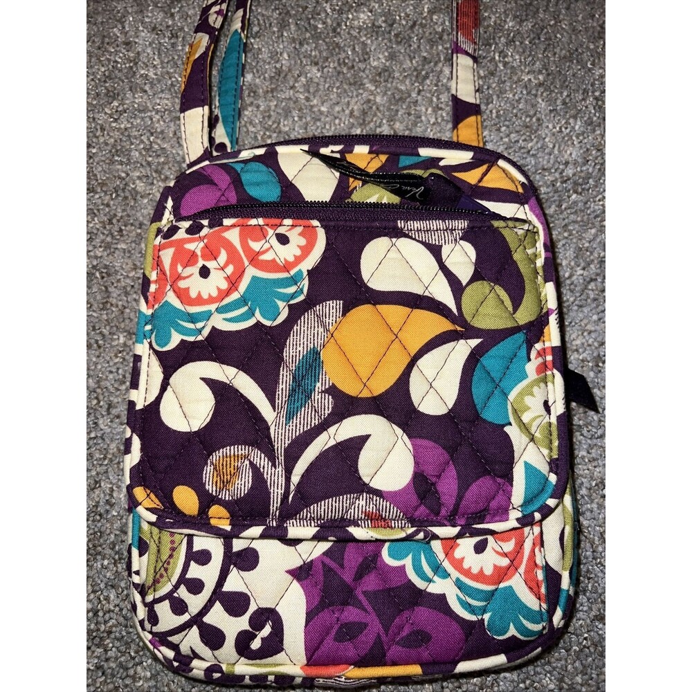Vera Bradley Plum Crazy Mini Crossbody Small Hipster Bag Purple Floral 6x 8”